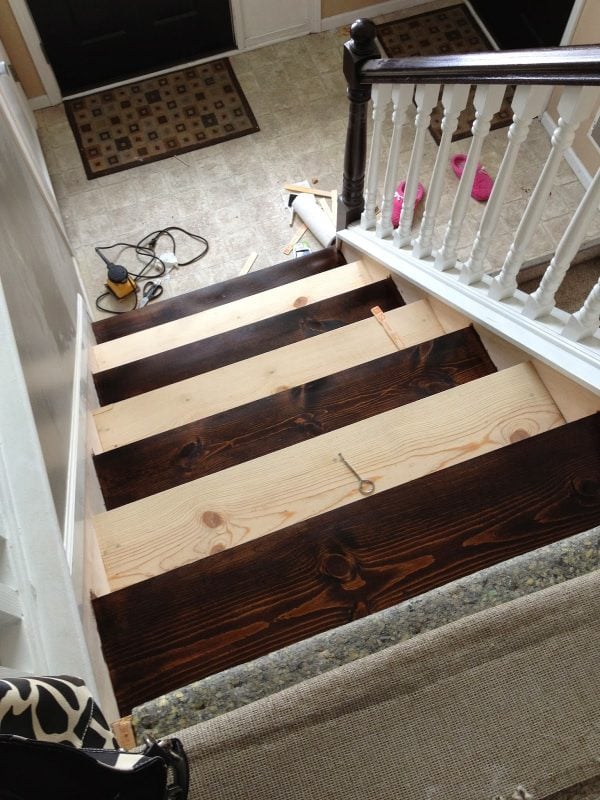staining hardwood stairs, The Serene Swede on Remodelaholic