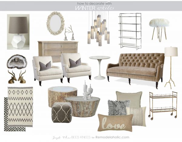 Decorating with Winter Whites from Just The Bees Knees for Remodelaholic.com